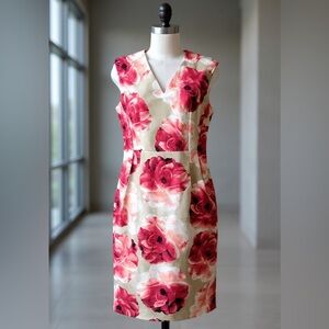 Calvin Klein Floral Print sleeveless V-neck sheath dress Size 6